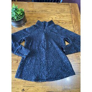 LUCY women’s black gray animal print 1/4 zip track jacket sz medium